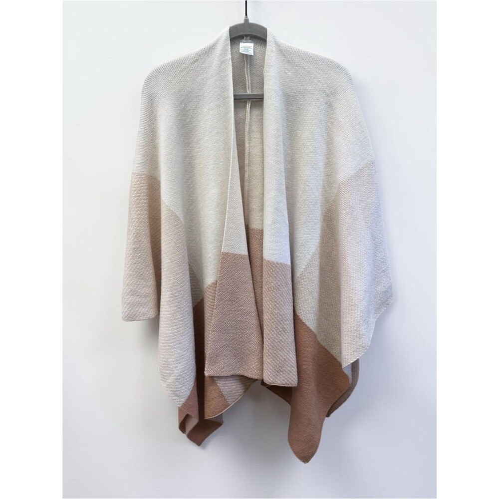 Colorblock Knit Ruana Wrap Cardigan Shawl One Size